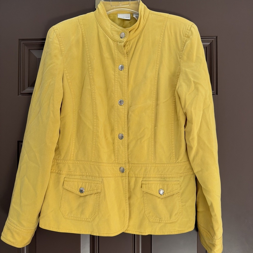 Newport News Yellow Military Style Jacket Snap Front Ladies 14